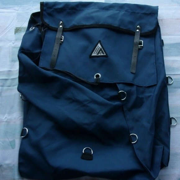 NEW VINTAGE AMERICAN CAMPER BLUE SATCHEL BAG BACKPACK LARGE SI240 - Picture 1 of 12